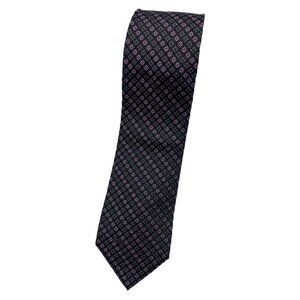 VALENTINO Men's 100% Silk Necktie LUXURY Tie Black Purple Geometric W:3.5" EUC